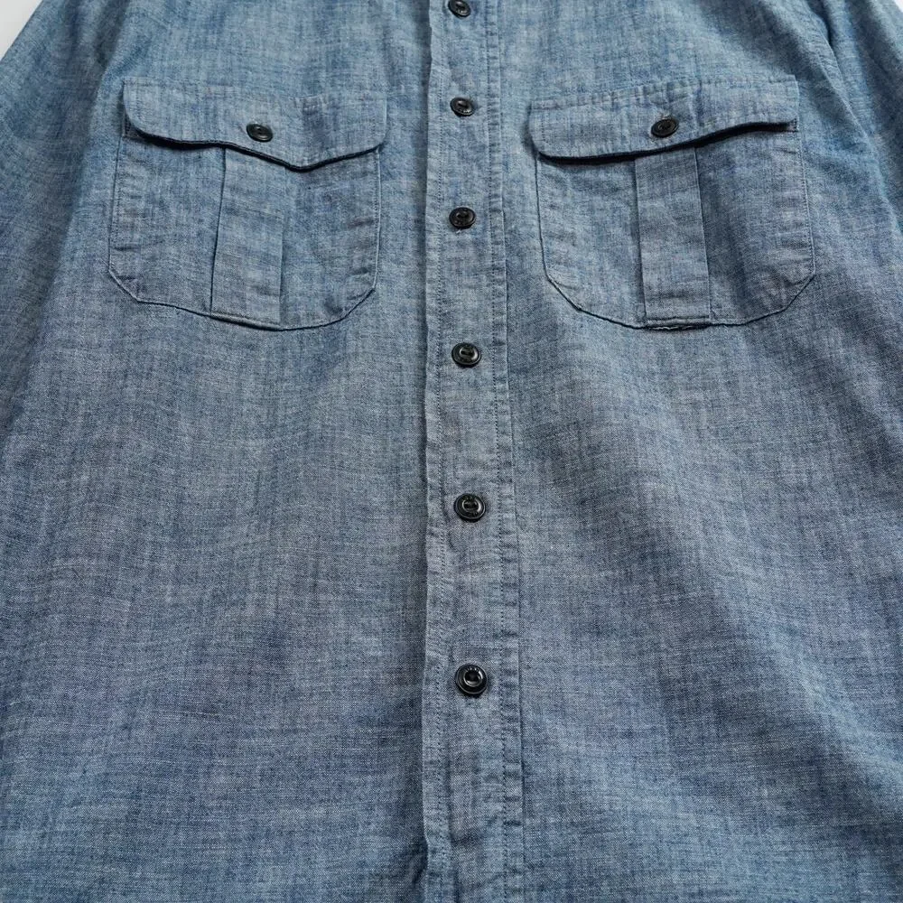 United By Blue Ayres Chambray Shirt Size S Organic Cotton Made in USA